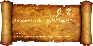 Javorniczky Kálmán névjegykártya